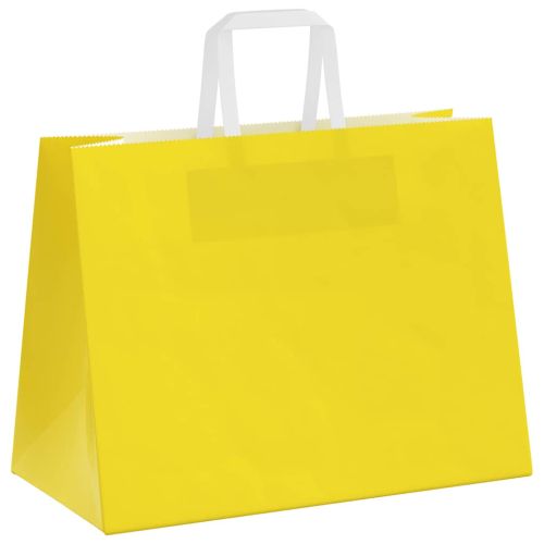 Хартиени торбички 250 бр с дръжки жълти 32x17x25 см