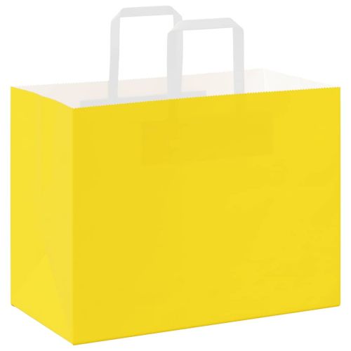 Хартиени торбички 250 бр с дръжки жълти 32x17x25 см