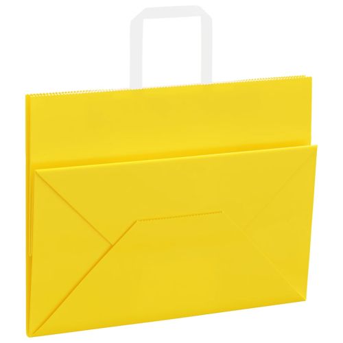 Хартиени торбички 250 бр с дръжки жълти 32x17x25 см