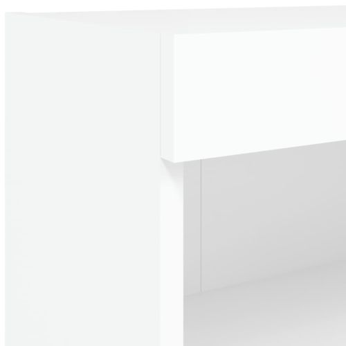 Комплект ТВ стенни шкафове, 6 части, с LED светлини, бели