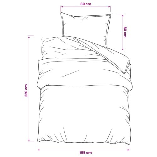 Комплект спално бельо, черно и бяло, 155x220 см, памук