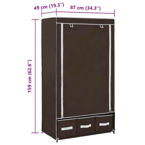 Гардероб, кафяв, 87x49x159 см, текстил