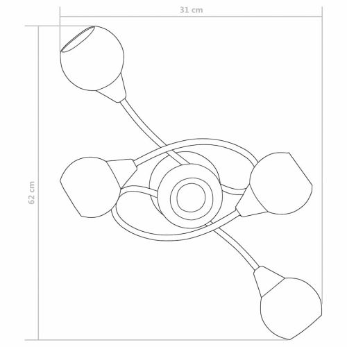 Полилей с керамични кръгли абажури, за 5 крушки Е14, бели