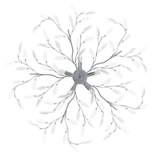 Лампа за таван с акрилни кристални листа за 5 крушки E14 бяла