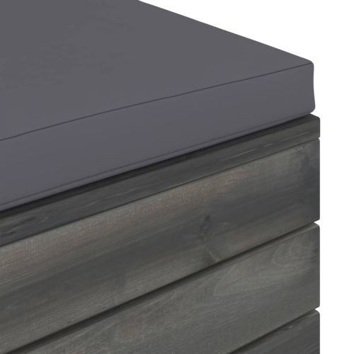 Градински мебели от палети 2 части с възглавници бор масив