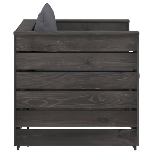 Градински лаундж комплект 2 части възглавници сива импрегнация