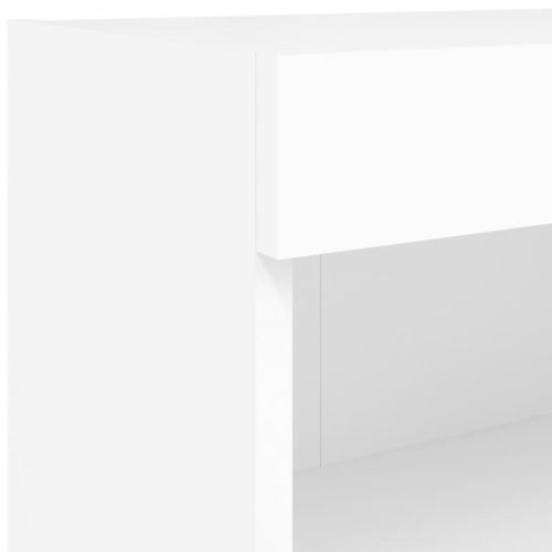 Комплект ТВ стенни шкафове, 7 части, с LED светлини, бели