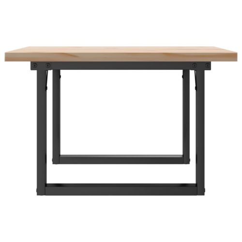Кафе маса О-образна рамка 70x70x40,5 см бор масив и стомана