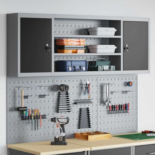 Комплект инструментален шкаф с рафт със съхранение 4 pcs Черно