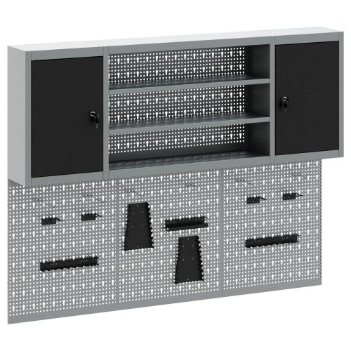 Комплект инструментален шкаф с рафт със съхранение 4 pcs Черно