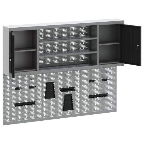 Комплект инструментален шкаф с рафт със съхранение 4 pcs Черно