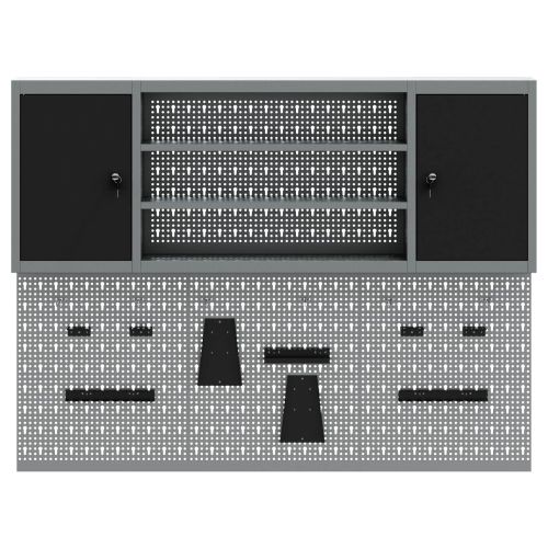 Комплект инструментален шкаф с рафт със съхранение 4 pcs Черно