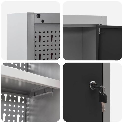 Комплект инструментален шкаф с рафт със съхранение 4 pcs Черно