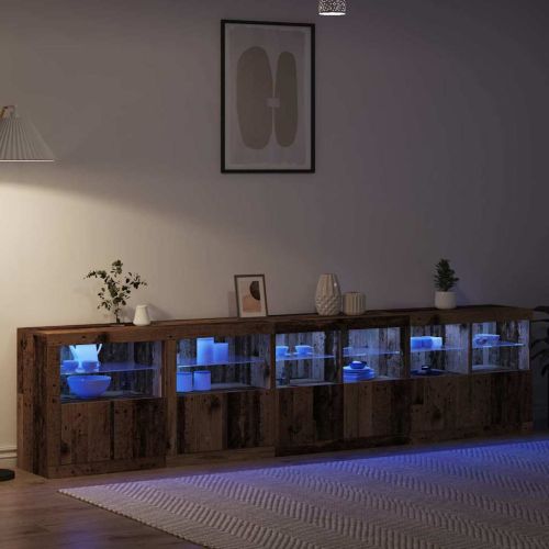 LED конзолна маса Старо дърво 283 x 37 x 67 см Инженерно дърво