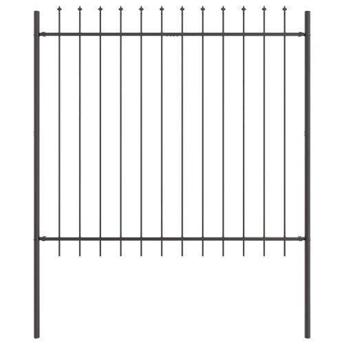 Градска ограда 6 pcs Сив 10,2 x 1,5 м Прахово боядисана стомана