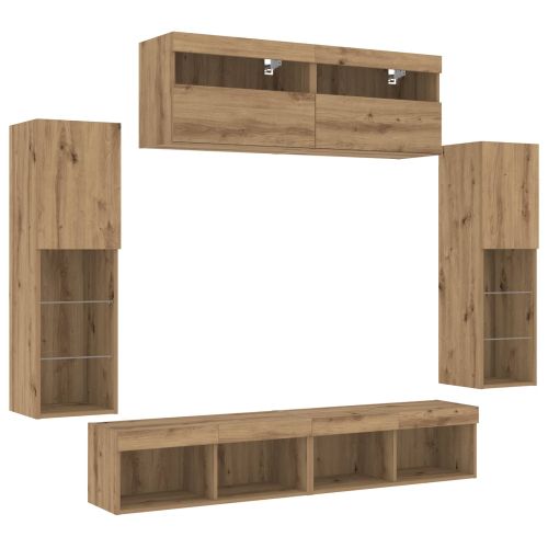 Комплект ТВ шкаф 6 pcs дъб артизан Инженерно дърво