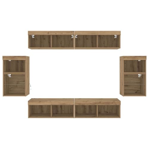 Комплект ТВ шкаф 8 pcs дъб артизан Инженерно дърво