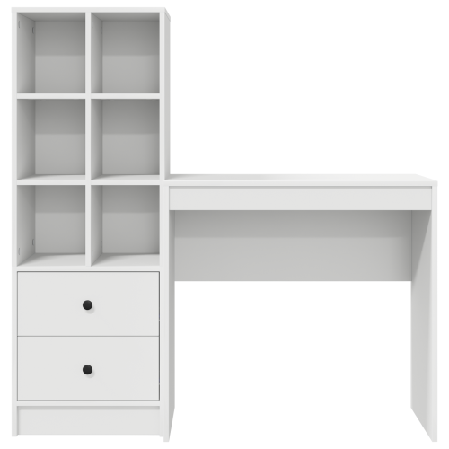 Бюро с чекмедже с рафт със съхранение 2 pcs Бяло