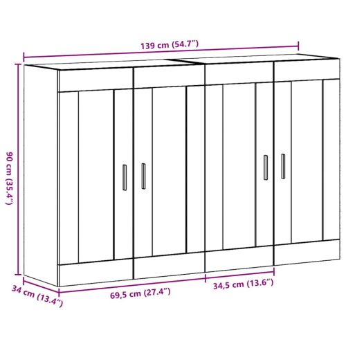 Стенни шкафове 2 pcs Старо дърво 69,5 x 34 x 90 см