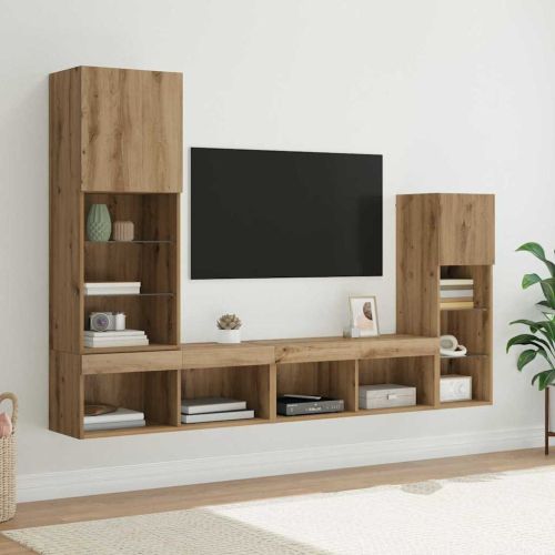 Стойки за телевизор 4 pcs Дъб Инженерно дърво