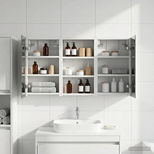 Комплект шкафове за баня с рафт с врата 3 pcs 90 x 10,5 x 50 см