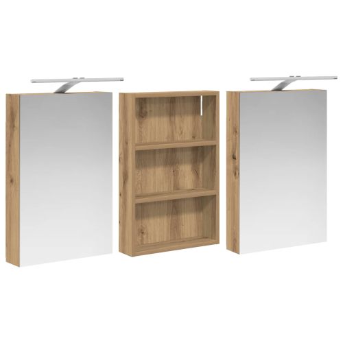 Комплект шкафове за баня с рафт 3 pcs 120 x 10,5 x 60,5 см