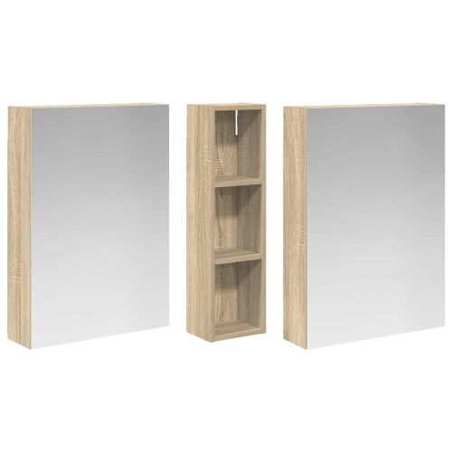 Комплект шкафове за баня с рафт 3 pcs 120 x 14,5 x 70 см