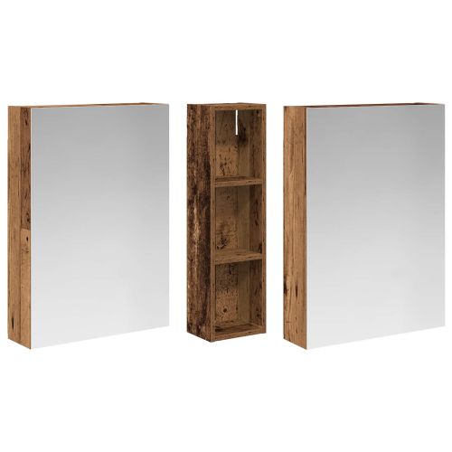 Комплект шкафове за баня с рафт 3 pcs 120 x 14,5 x 70 см