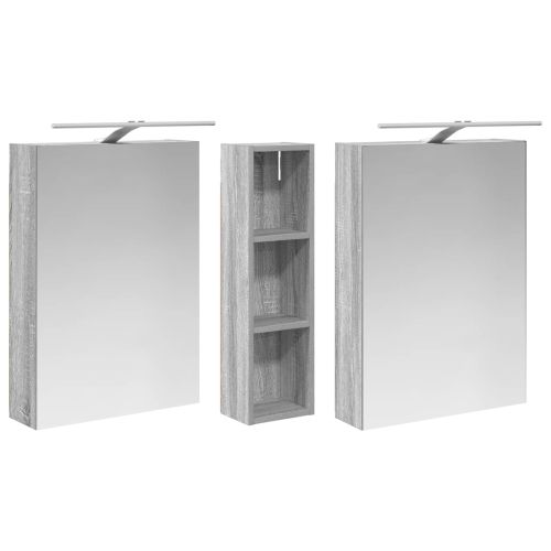 Комплект шкафове за баня с рафт 3 pcs 120 x 14,5 x 70 см