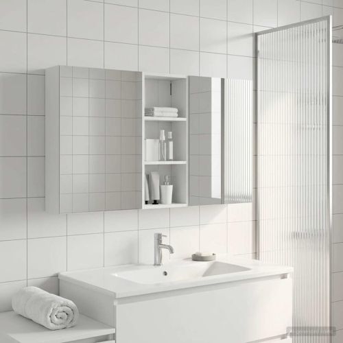 Комплект шкафове за баня с рафт 3 pcs 130 x 14,5 x 70 см