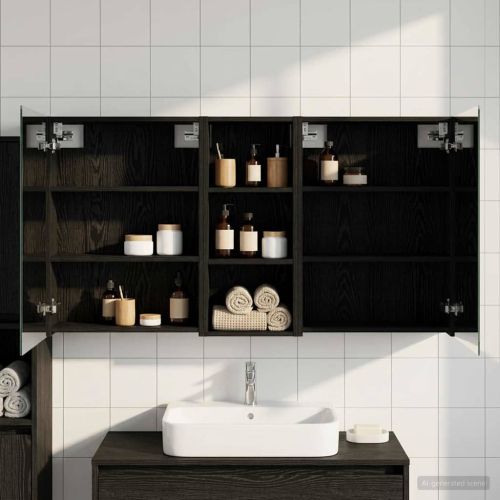 Комплект шкафове за баня с рафт 3 pcs 130 x 14,5 x 70 см