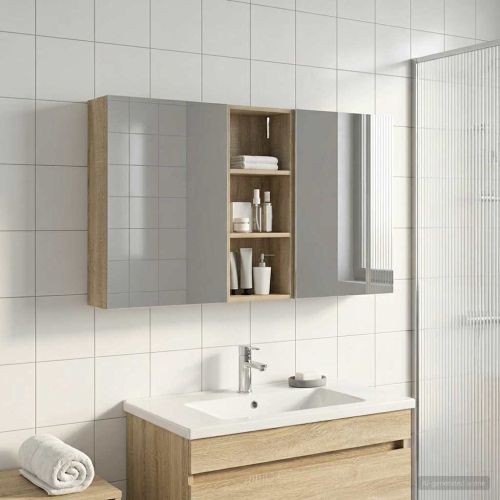 Комплект шкафове за баня с рафт 3 pcs 130 x 14,5 x 70 см