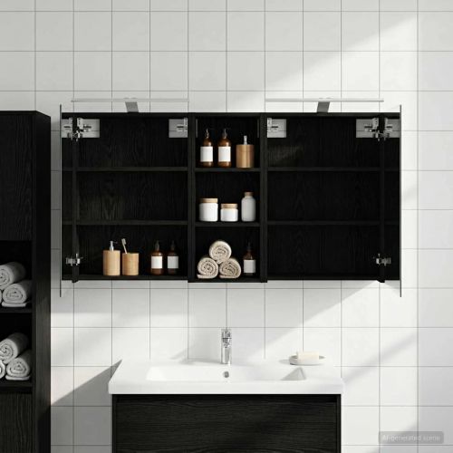 Комплект шкафове за баня с рафт 3 pcs 130 x 14,5 x 70 см