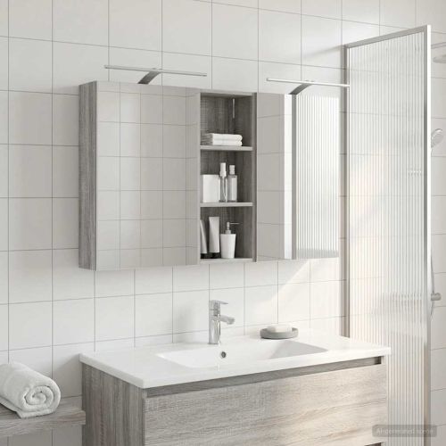 Комплект шкафове за баня с рафт 3 pcs 130 x 14,5 x 70 см