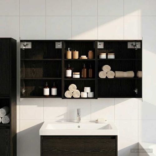 Комплект шкафове за баня с рафт 3 pcs 140 x 14,5 x 70 см