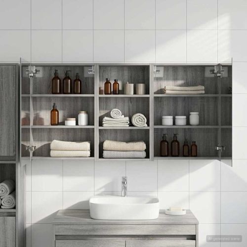 Комплект шкафове за баня с рафт 3 pcs 140 x 14,5 x 70 см