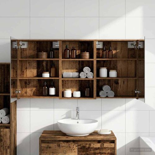 Комплект шкафове за баня с рафт 3 pcs 140 x 14,5 x 70 см