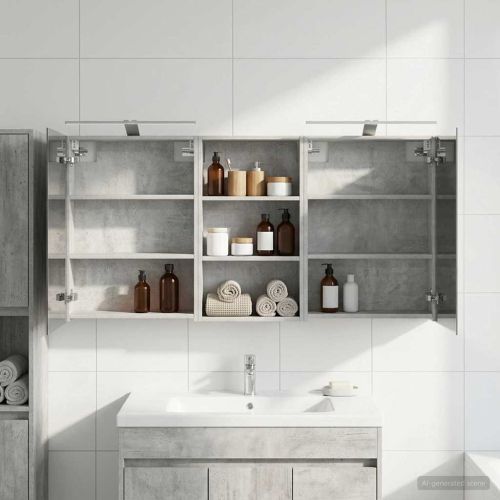 Комплект шкафове за баня с рафт 3 pcs 140 x 14,5 x 70 см