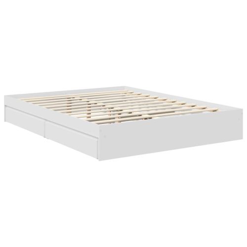 Легло с място за съхранение Бяло 160 x 200 cm Инженерно дърво