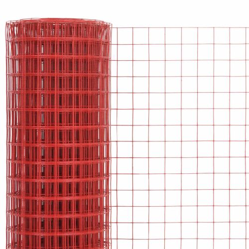 Кокошкарска мрежа, стомана с PVC покритие, 10x1 м, червена