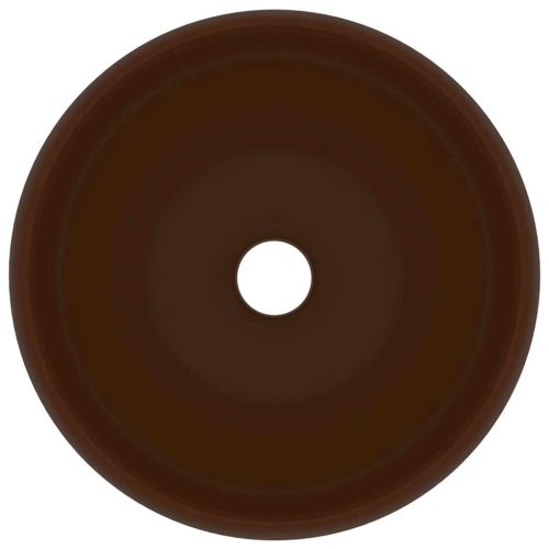 Луксозна кръгла мивка, матово тъмнокафява, 40x15 см, керамика