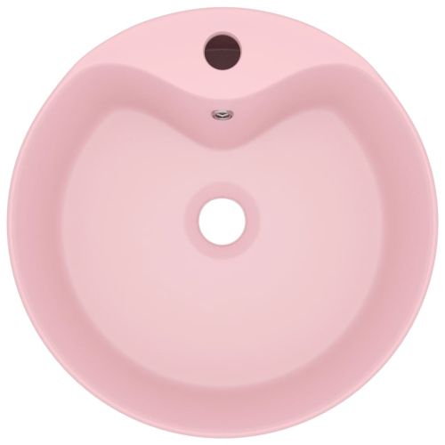 Луксозна мивка с преливник розов мат 36x13 см керамика