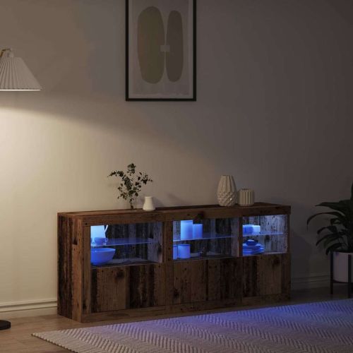 LED конзолна маса Старо дърво 162 x 37 x 67 см Инженерно дърво