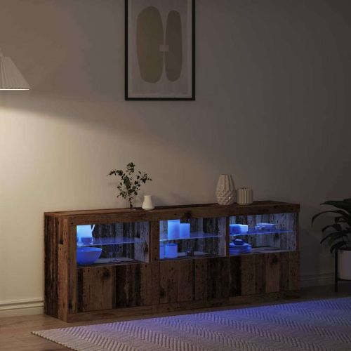 LED конзолна маса Старо дърво 181 x 37 x 67 см Инженерно дърво