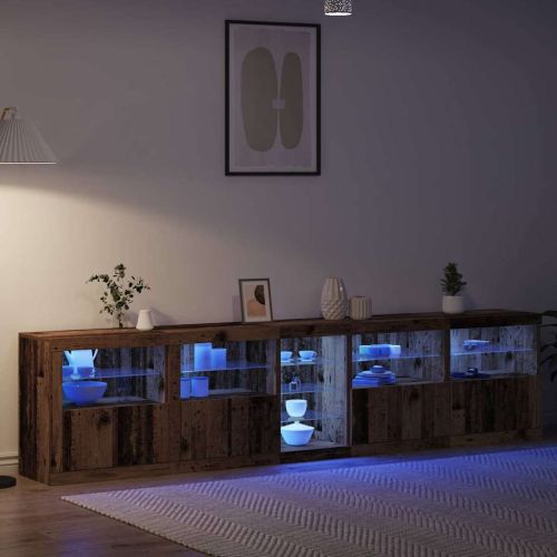 LED конзолна маса Старо дърво 283 x 37 x 67 см Инженерно дърво