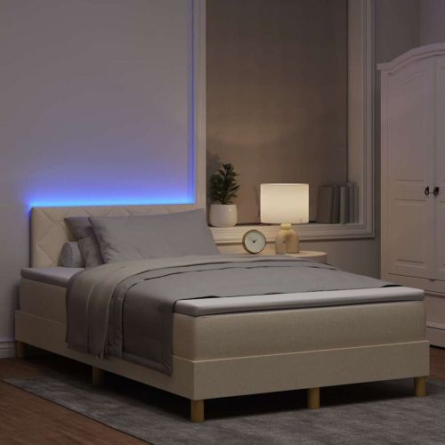 LED кутия за пружини с легло Крем 120 x 200 cm текстил