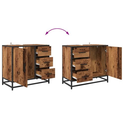 Комплект мебели за баня 2 pcs Старо дърво Инженерно дърво