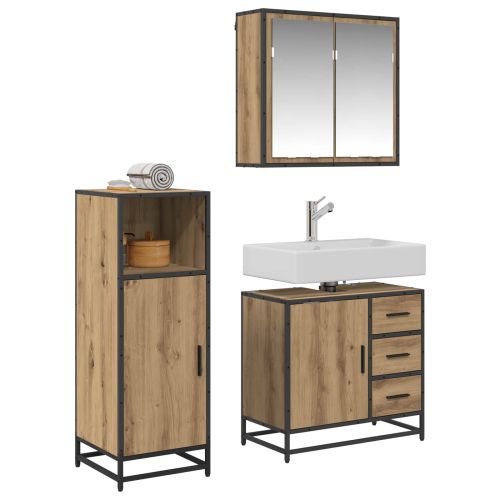 Комплект мебели за баня с чекмедже 3 pcs Дъб Инженерно дърво