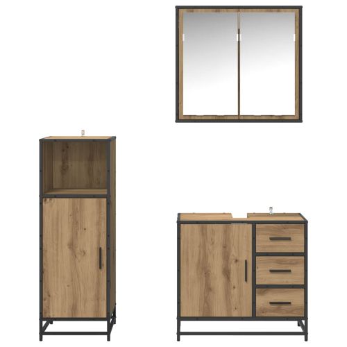 Комплект мебели за баня с чекмедже 3 pcs Дъб Инженерно дърво