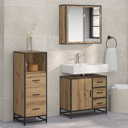 Комплект мебели за баня с чекмедже 3 pcs Дъб Инженерно дърво